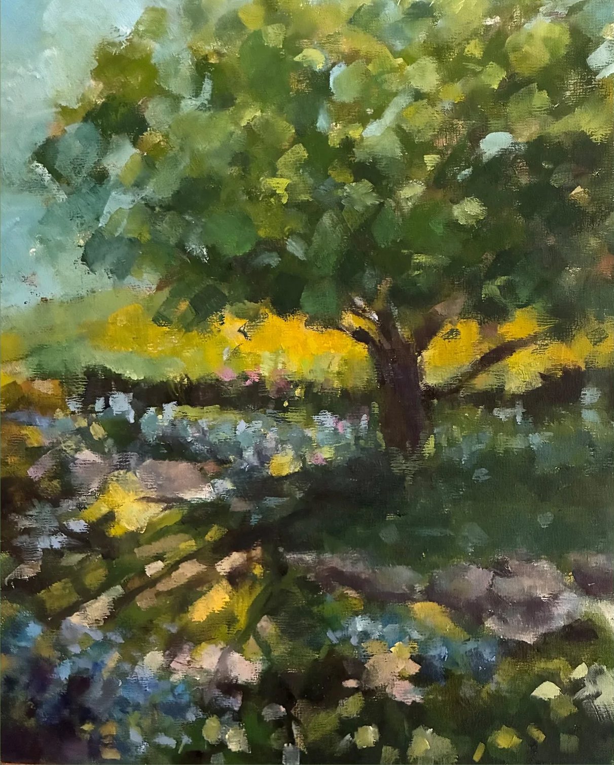 Oil painting of a garden by Diane Oxton