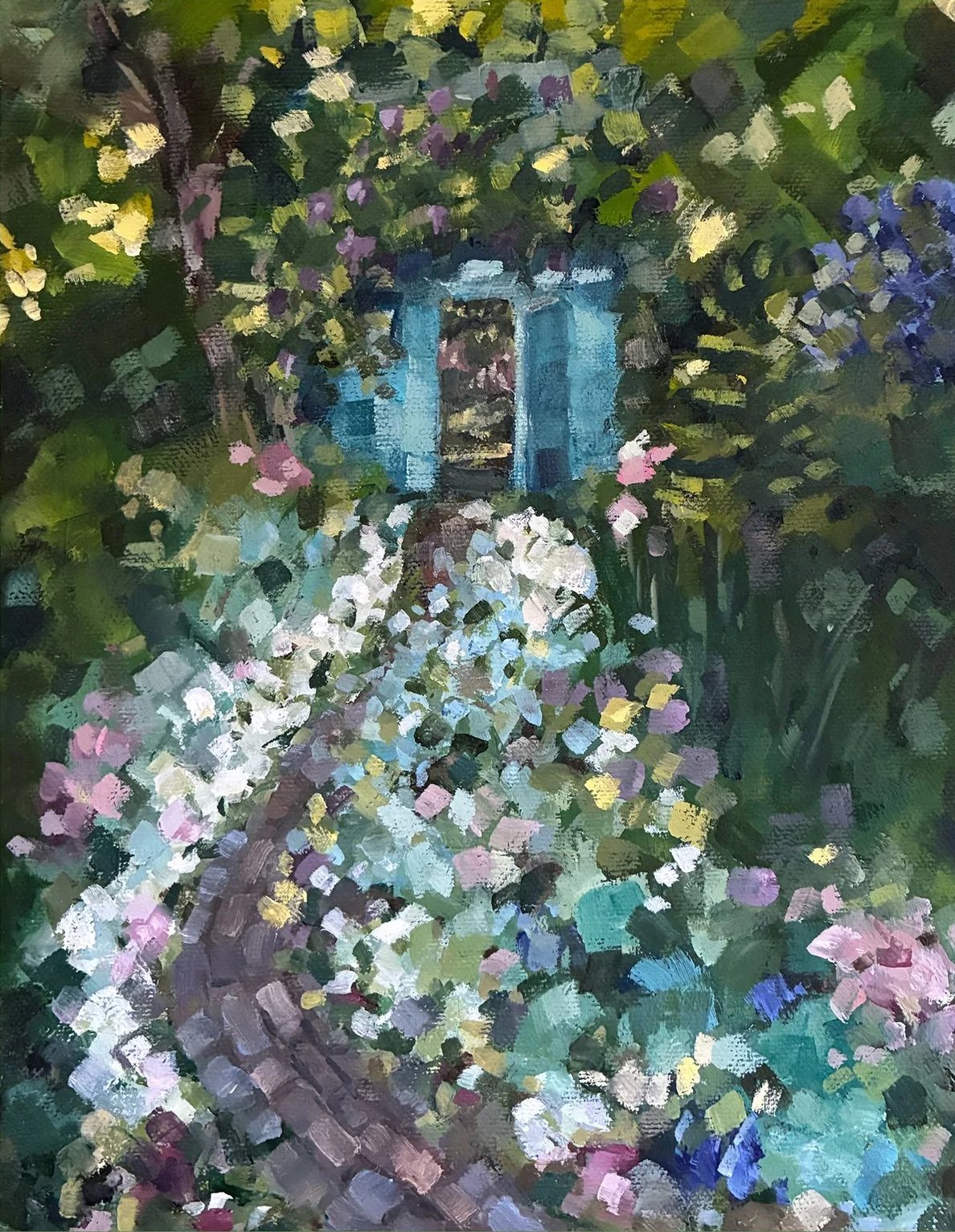 Oil painting of a garden by Diane Oxton
