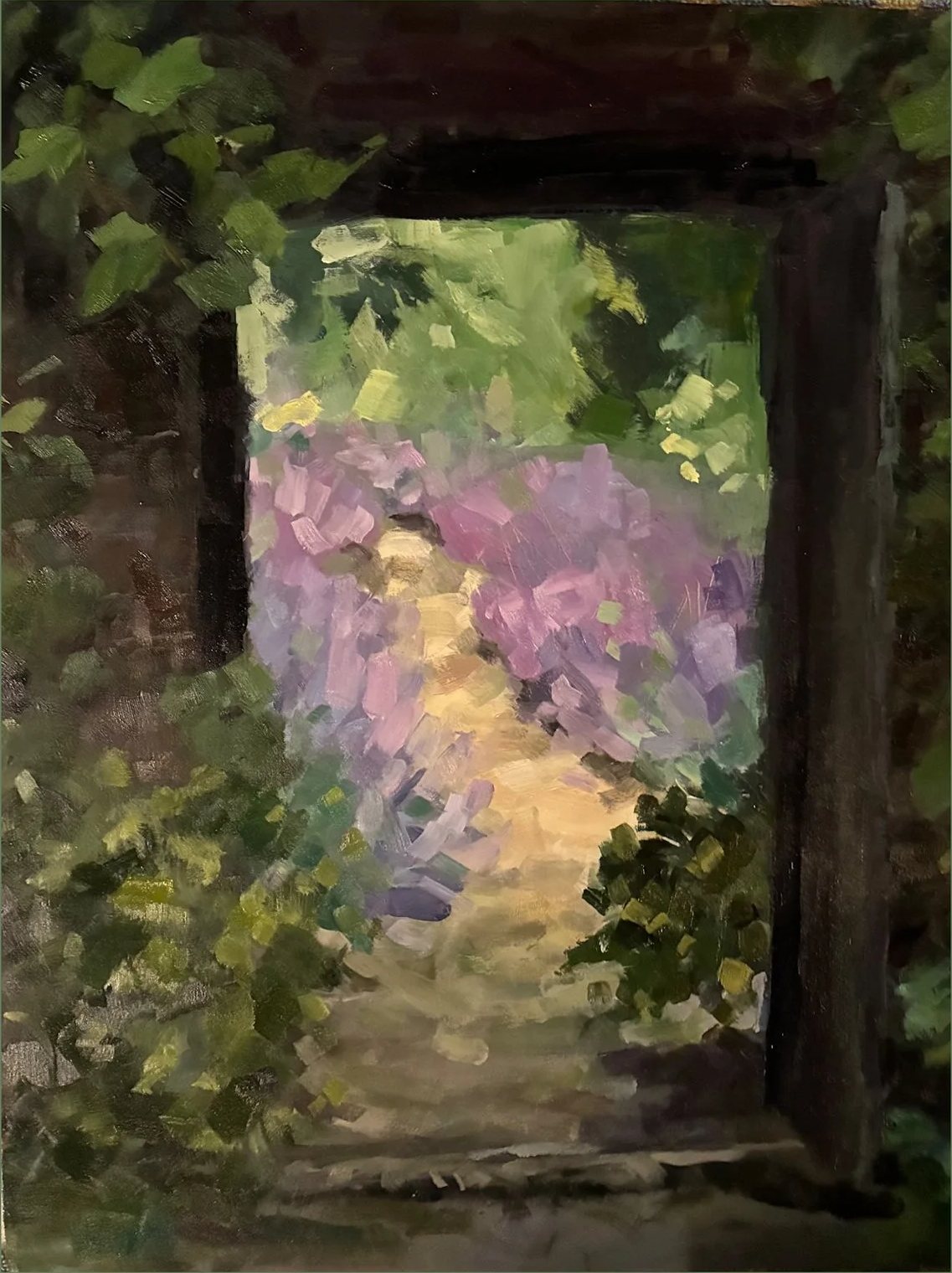 Oil painting of a garden by Diane Oxton
