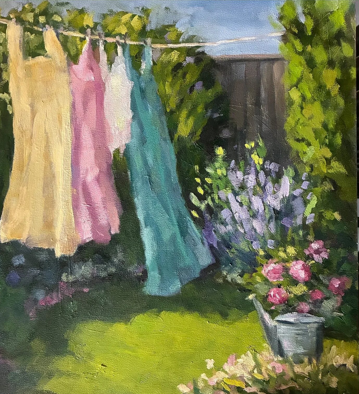 Oil painting of a garden by Diane Oxton