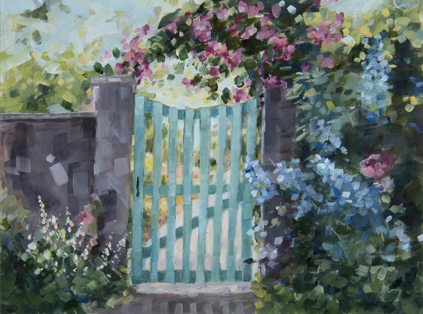 Oil painting of a garden by Diane Oxton
