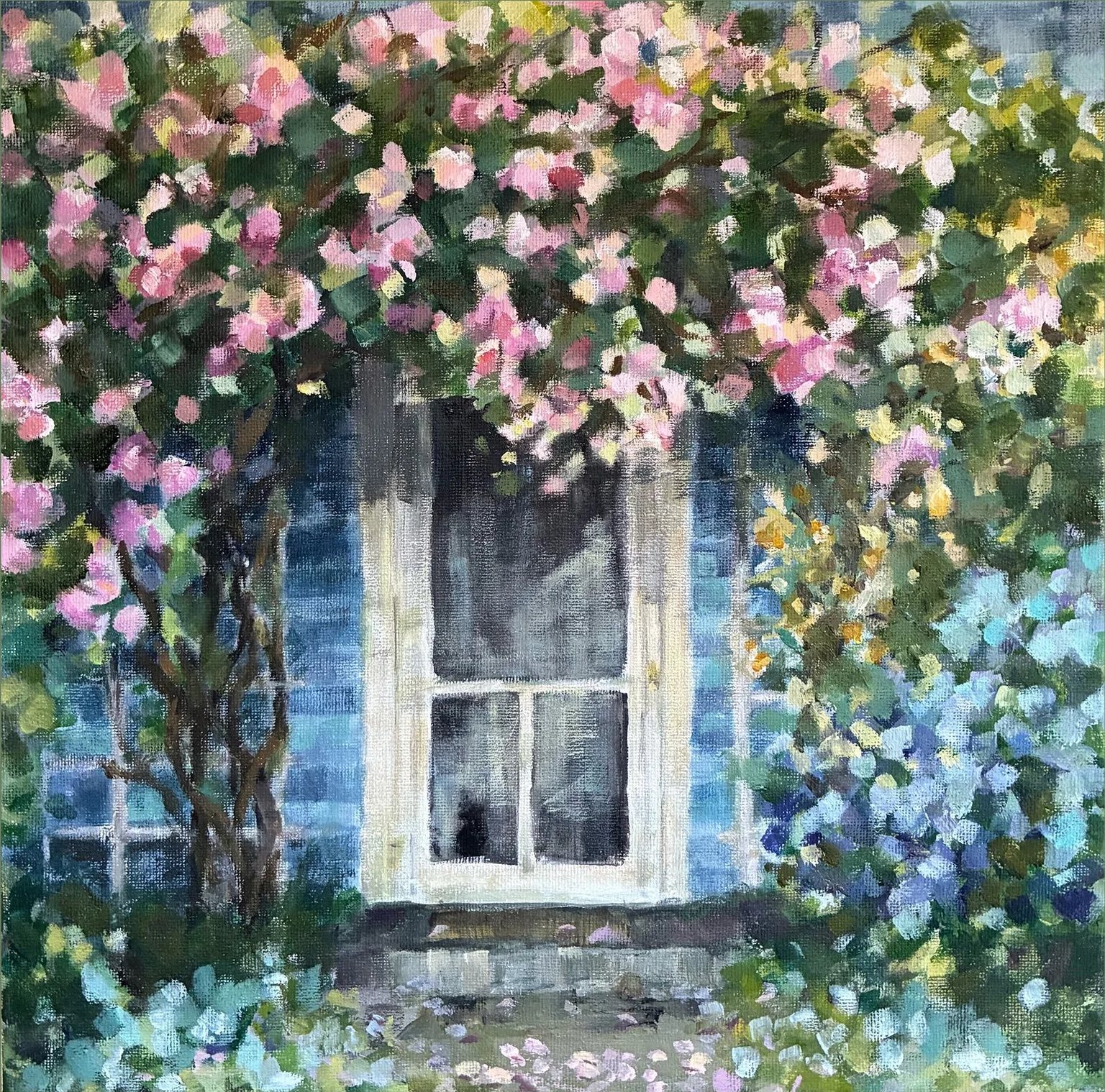 Oil painting of a garden by Diane Oxton