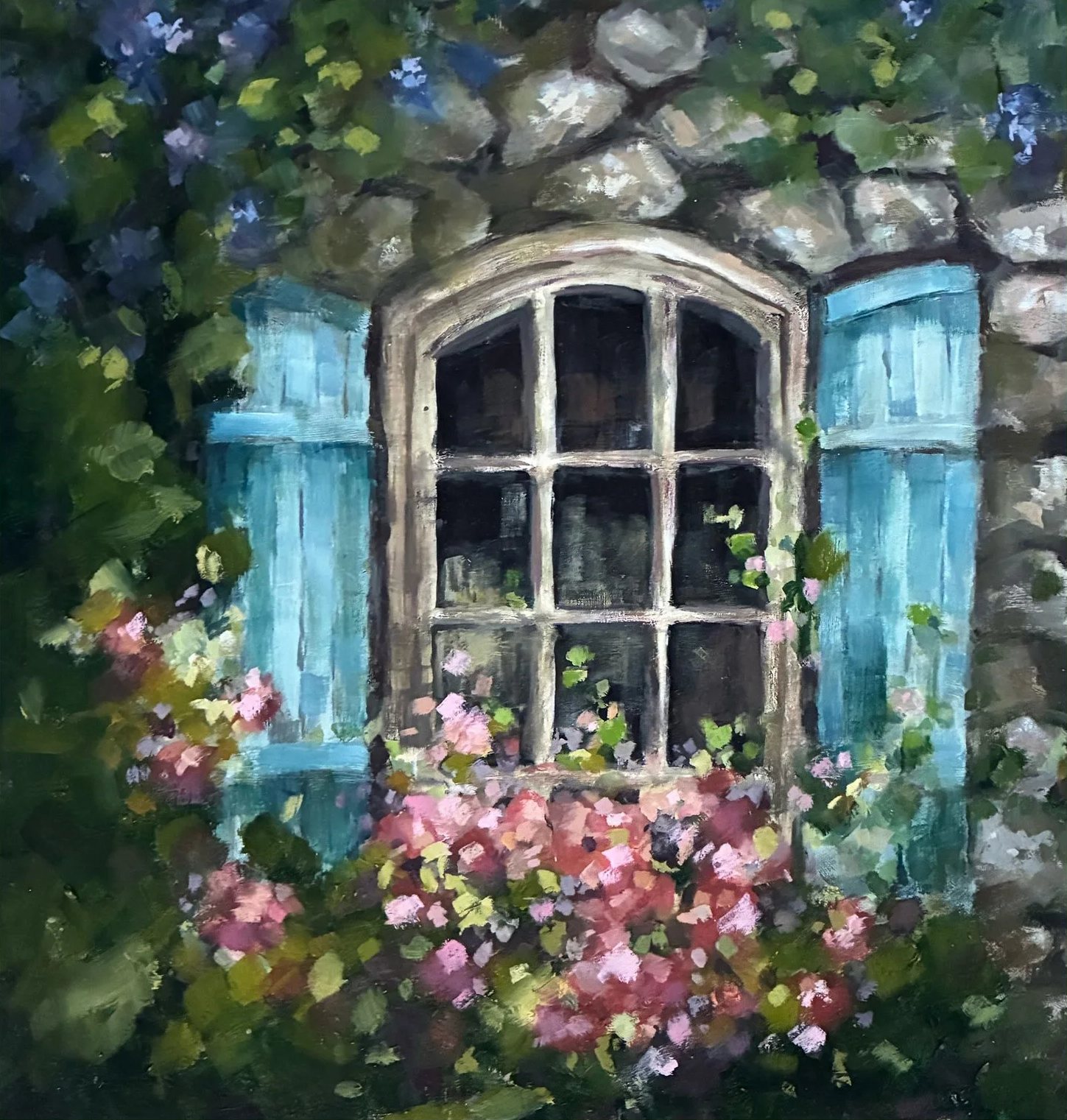 Oil painting of a garden by Diane Oxton